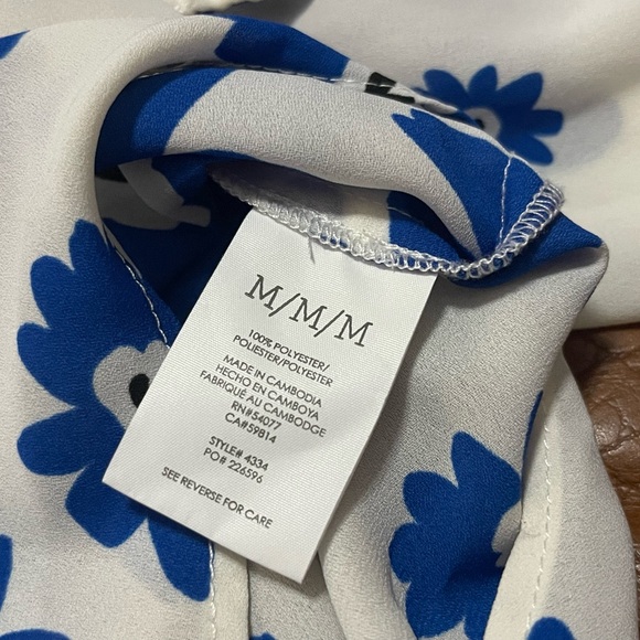 CAbi Blue and White Floral Long Sleeve Blouse - Picture 6 of 6